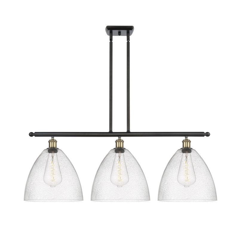 Luminaire suspendu linéaire à 3 lumières pour îlot de cuisine Ambrie, DEL, Nickel satiné brossé