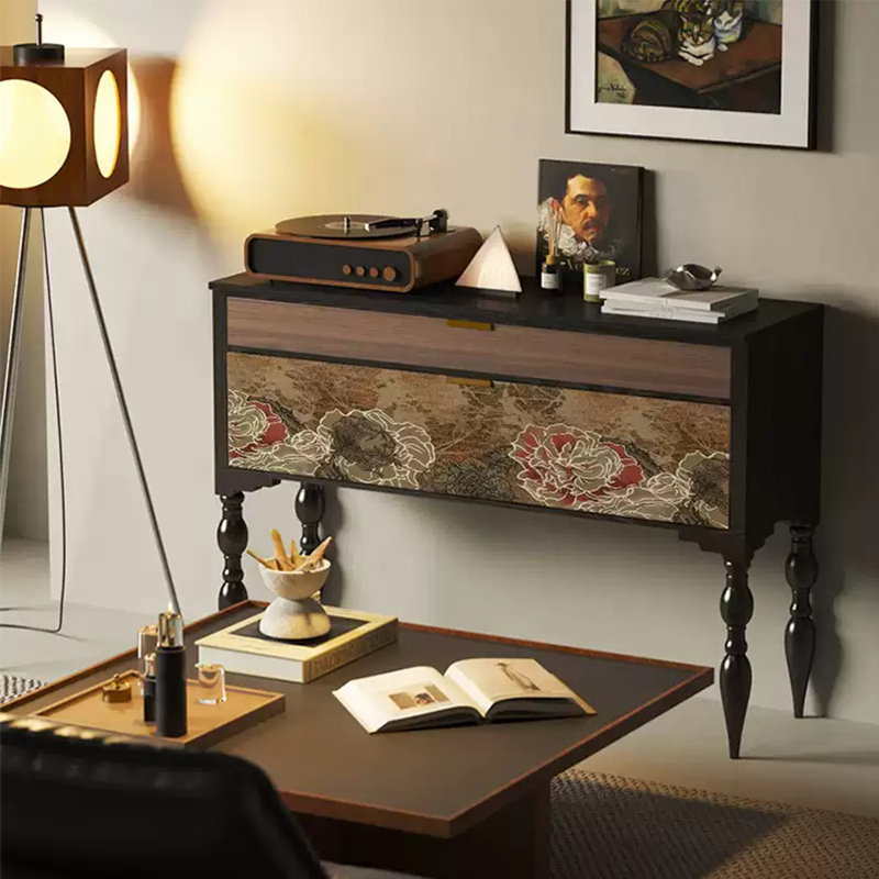 Console rétro avec tiroirs Retro Classical Elegant, Black