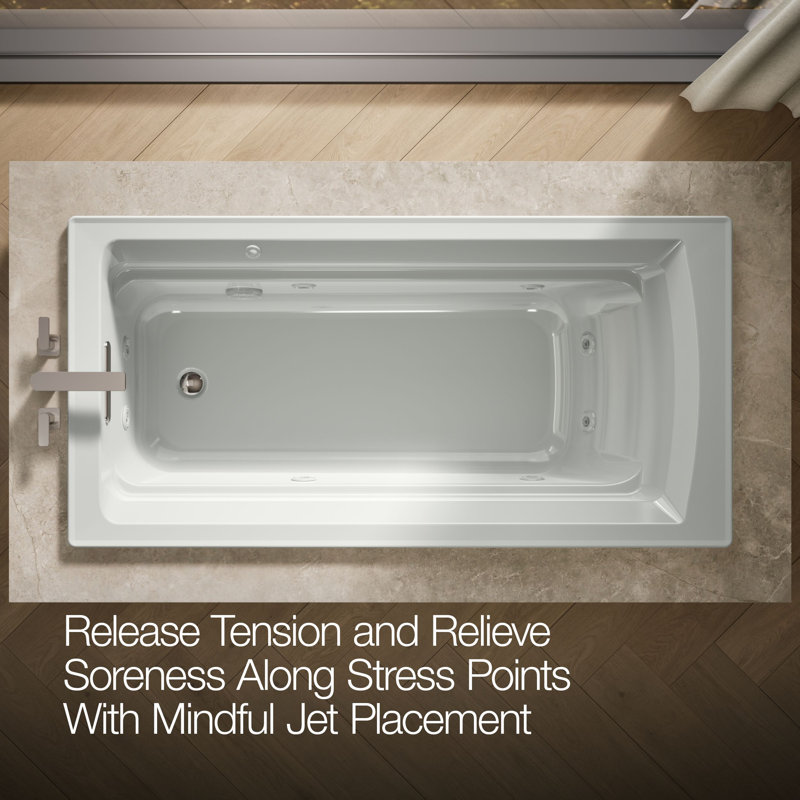 Archer® 72" x 36" Drop in Whirpool Acrylic Bathtub, Ice Grey