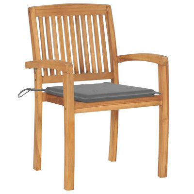 Stacking Teak Patio Dining Armchair with Cushion