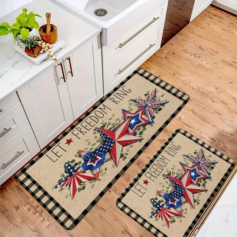 Tapis de cuisine rouge, rouge, bleu, patriotique, paquet de 2, décor des Fêtes pour la cuisine et le salon