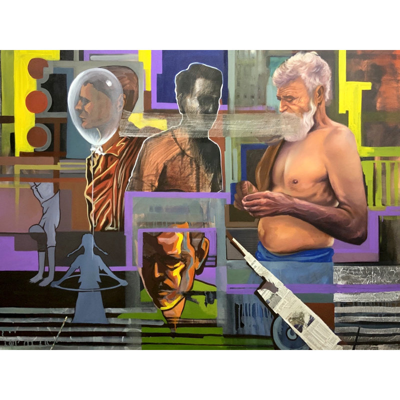 Vie quotidienne | Peinture par Mk Goyal | Technique mixte sur toile
