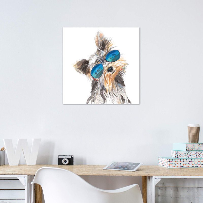 «Yorkie with Shades» par Patricia Pinto - reproduction d'art, H 12 po x l 12 po x P 0,75 po, Toile tendue, Pas de tapis