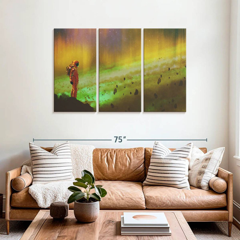 Oberle Astronaut And Space Rocks, 36" H x 57" W
