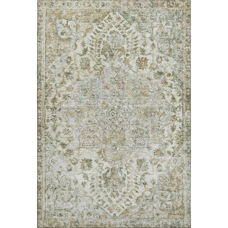 Premium Machine Washable Mayfield AMF2138 global Rug, Ivory, 2'6" x 3'10"