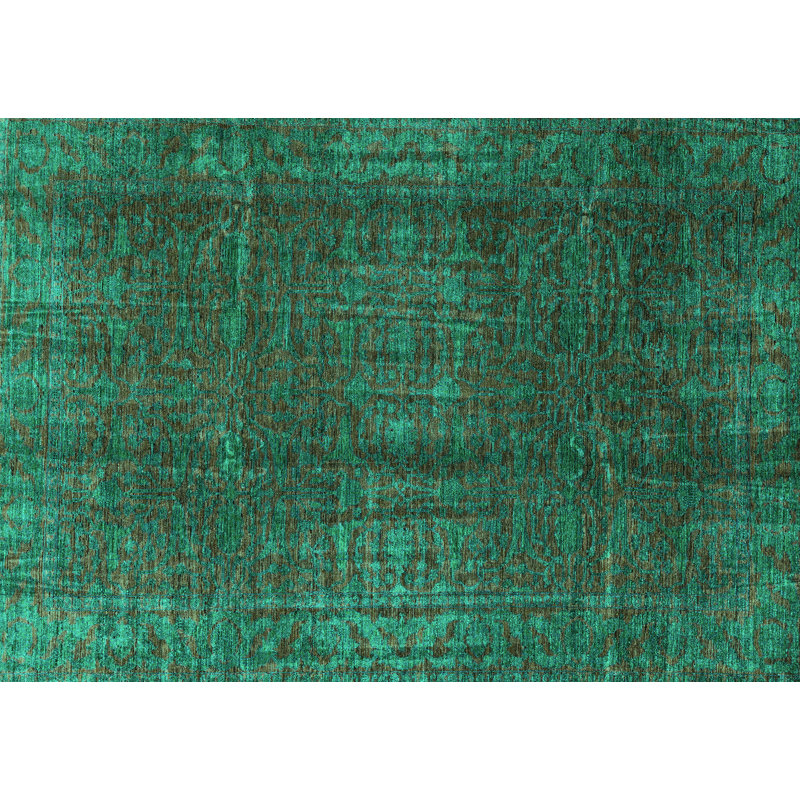 Tapis oriental bleu en chenille tissé à la machine Ellaree, Rectangle 4 pi x 6 pi