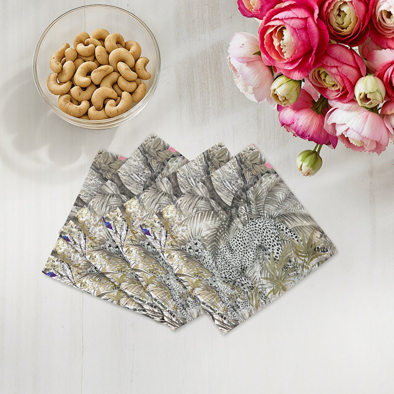 Arcadia Chettah Cotton Sateen Cocktail Napkins