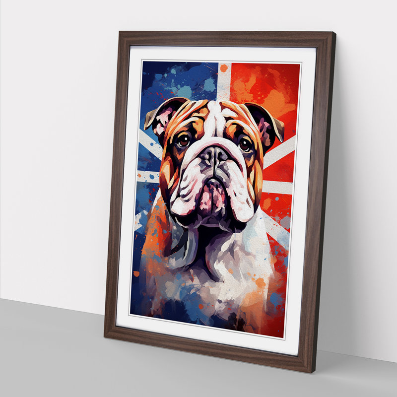 British Bulldog Abstract No.2 - Framed Print, Walnut Framed, 34cm H x 25cm W x 2cm D