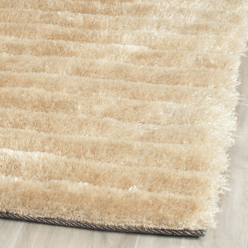 Assar Striped Handmade Tufted Area Rug in Champagne, Rectangle 2'6" x 4'