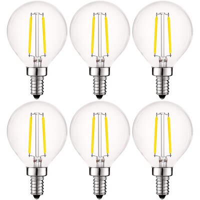 4 Watt (40 Watt Equivalent), G16.5 LED, Dimmable Light Bulb, E12/Candelabra Base -  Luxrite, LR21611-6PK