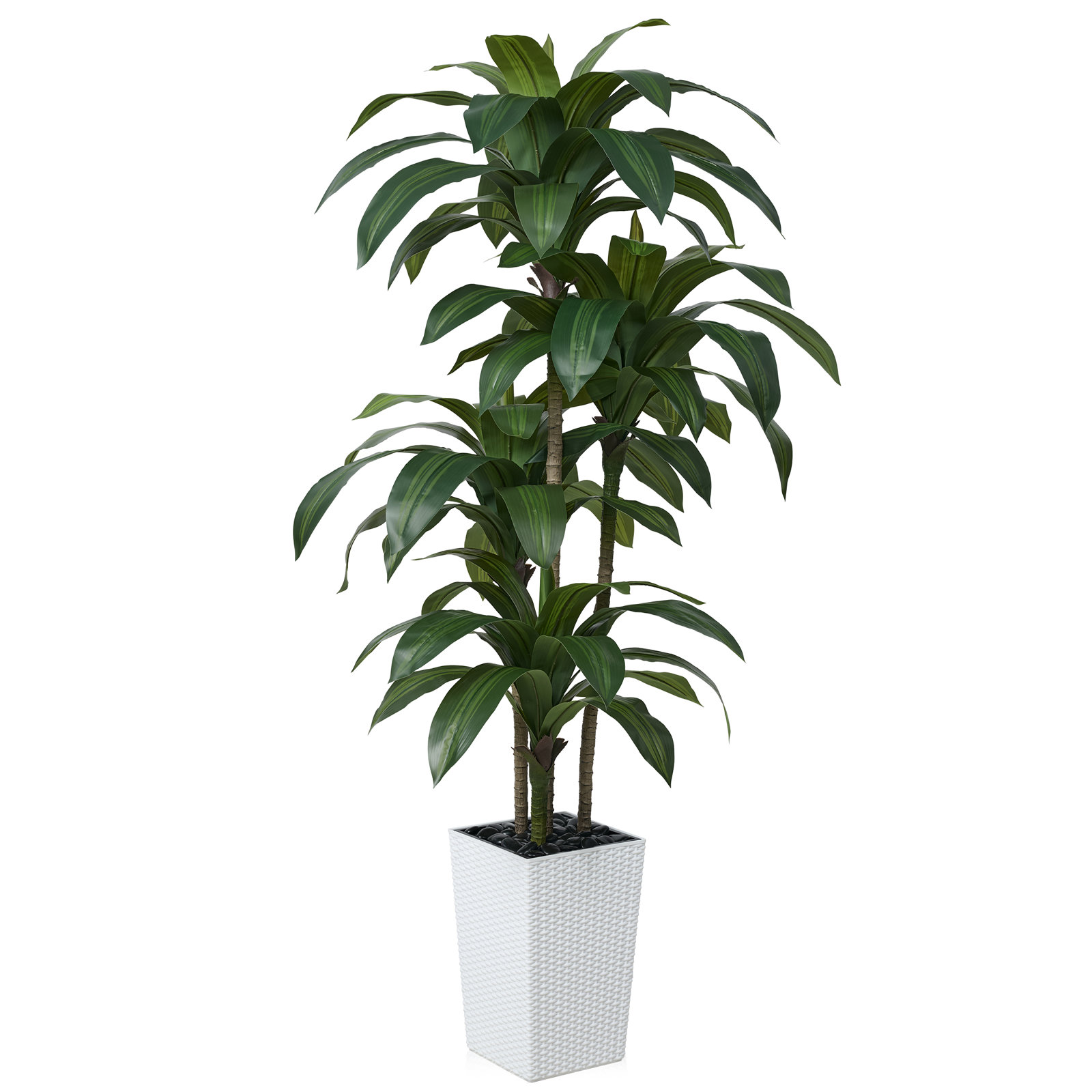 Adcock UV Resistant Artificial Green Dracaena Tree, Faux Tree with Large Base for Indoor Outdoor, 72" H x 24" W x 24" D