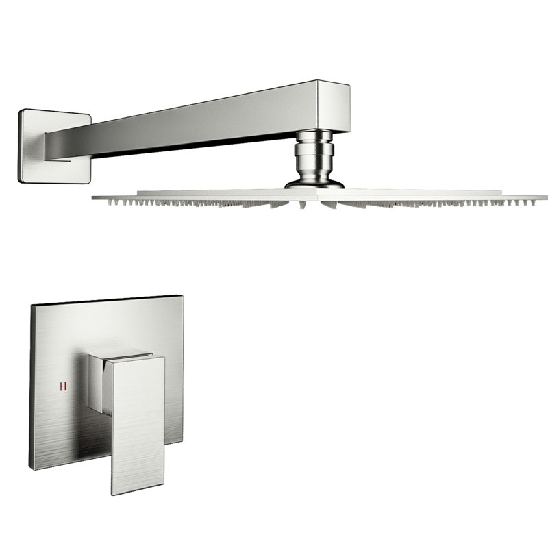 Shower Faucet Wall Mounted In Brushed Nickel Color - Brass, Valve Included Gloss