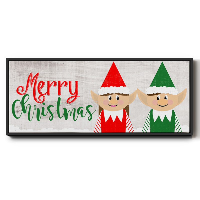 Christmas Elf Couple - toile encadrée, H 20 po x l 50 po