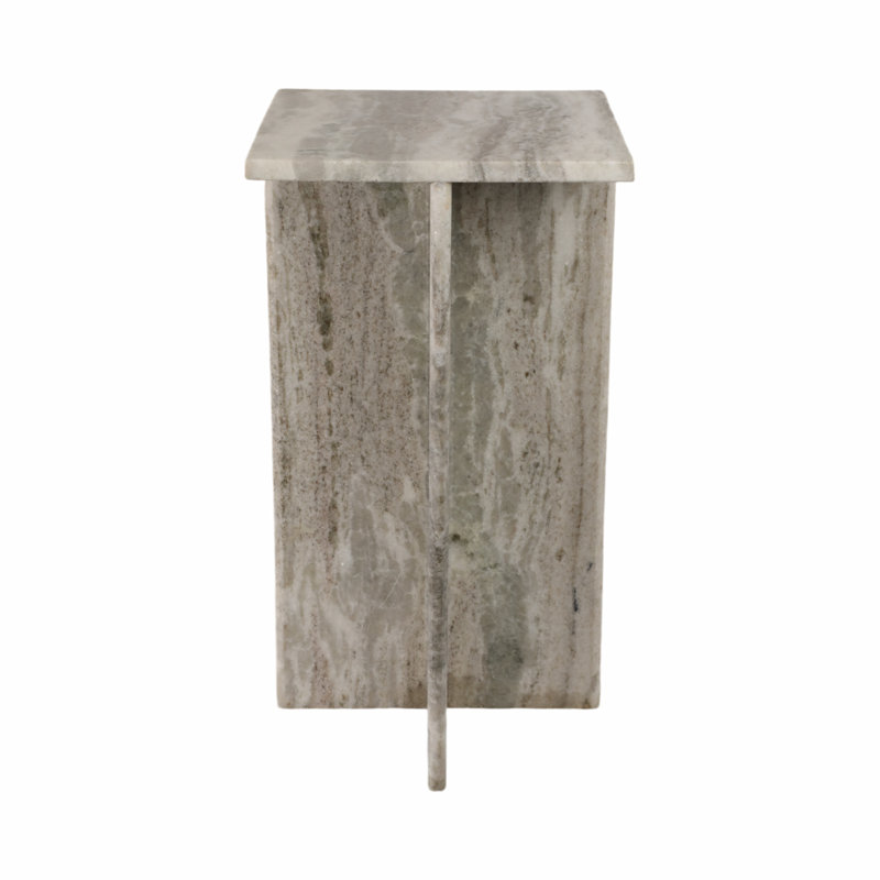 Kramer Rommi Small Marble Table, White, 22" H x 12" W x 12" D