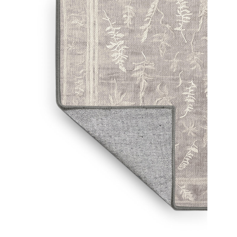 Machine Washable Gray Area Rug, Round 3'