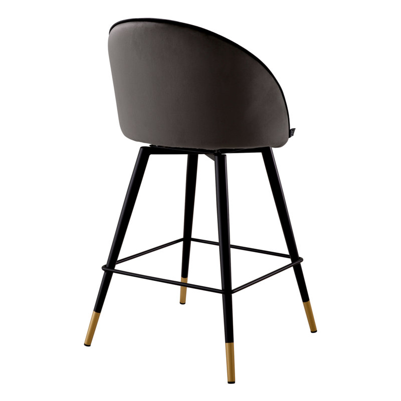 Cooper Swivel Upholstered Counter Stool with Metal Frame, Counter Stool (26.38" Seat Height), Roche Dark Gray