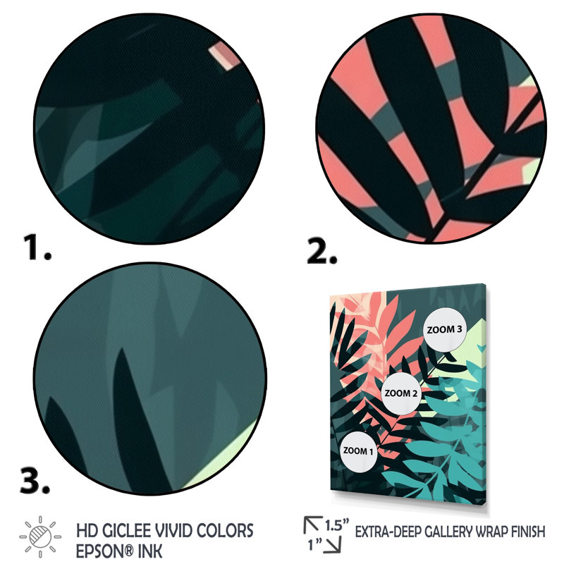 Garett Harmonious Ferns IV sur impression sur toile, Cadre photo noir, H 40 po x l 30 po x P 1,5 po