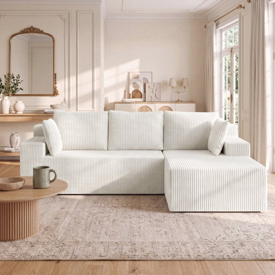 96 in. Wide Modular Sectional Sofa with Chaise, Knit Corduroy Upholstery