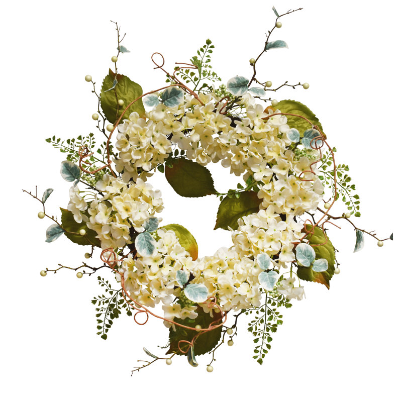 Couronne d'hortensia crème 24 po, Blanc