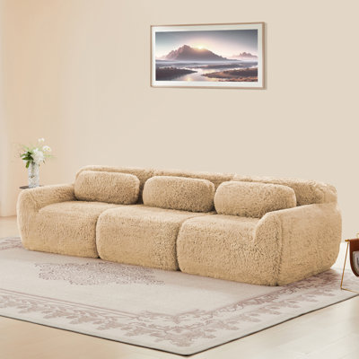 114.7'' Modular Sectional Sofa Couches, Soft And Fluffy Plush Fabric,Boneless Sofa,32D High Density Sponge Ergonomic Design,Free Combination Buckle Connection For Bedroom,Study,Home Theater