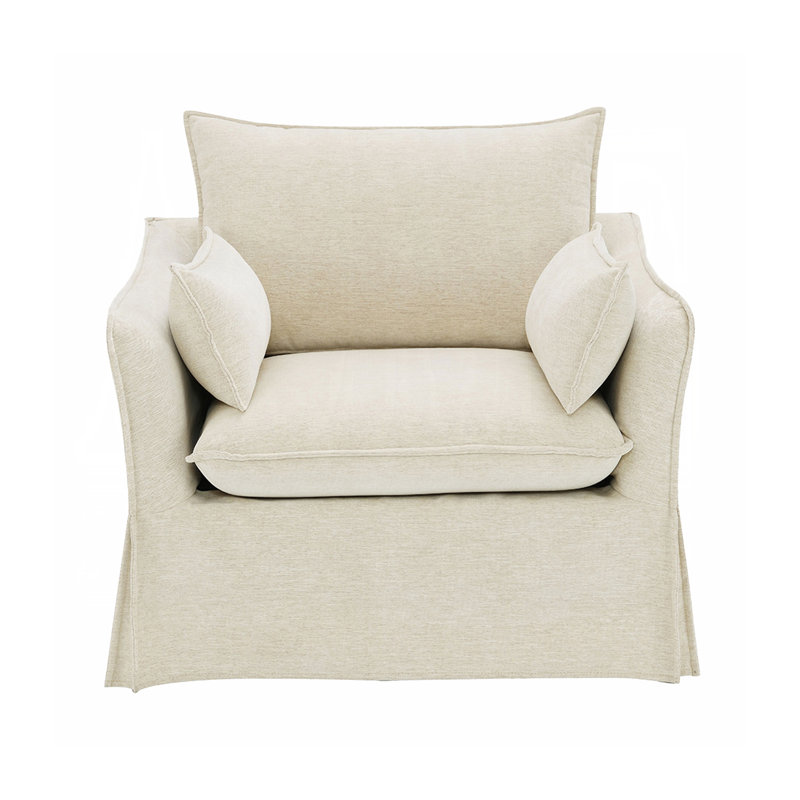 Chaise en lin beige avec 2 coussins