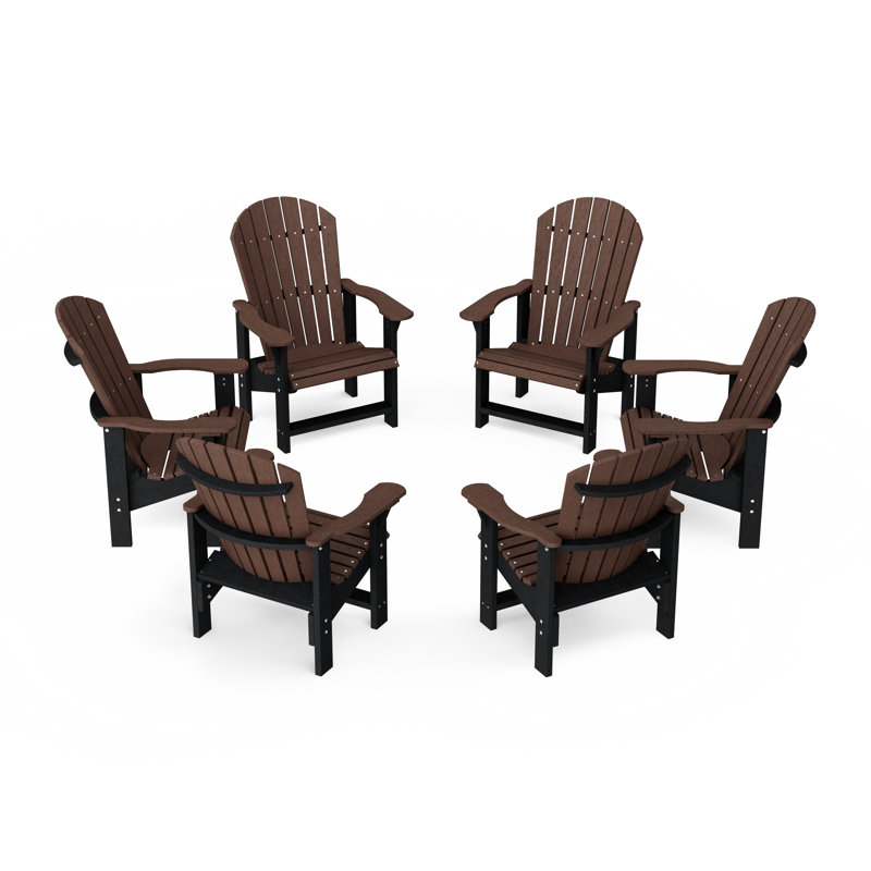 Heritage Upright Adirondack Chairs Set Of 6, Tudor Brown/Black