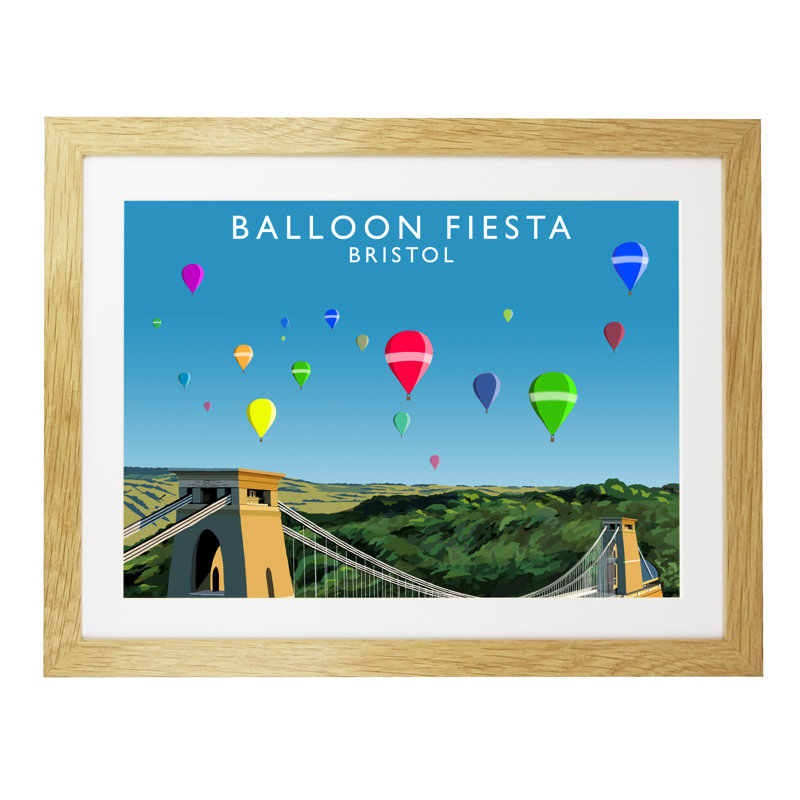 Balloon Fiesta by Richard O'Neil - Print, 33.5 cm H x 43.5 cm W x 2.2 cm D, Oak Wood Frame
