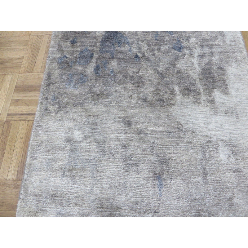 Tapis gris en soie noué à la main Paris, Rectangle 1 pi 11 po x 2 pi 11 po
