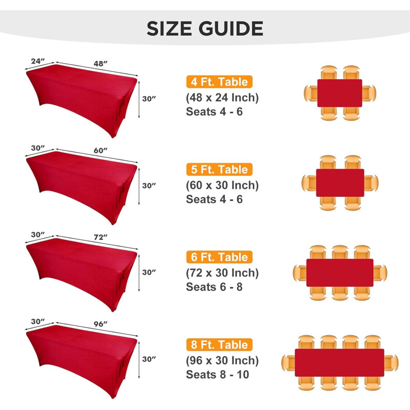 2 Pack Table Cover Fitted Rectangular Tablecloth Stretchable Fabric Lycra Table Cloth 6 Ft Wrinkle-Free For Party Tradeshows Banquet Weddings Cocktail