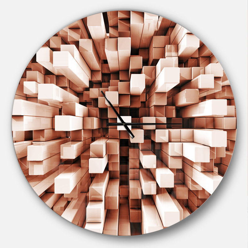 Réfléchissant carreauté cube - horloge murale moderne, Surdimensionné