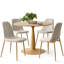 Ensemble de table de salle à manger pour 4 personnes avec table ronde de 39,5 po et 4 chaises rembourrées en tissu-1485764557