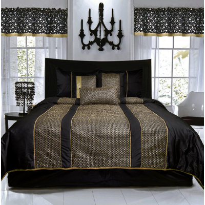 Polyester Ring Stitch Striped Comforter Set