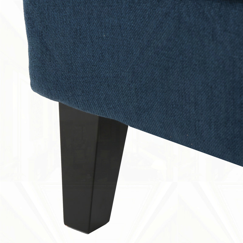 Fauteuil à oreilles rembourré Columbus, Tissu bleu marine