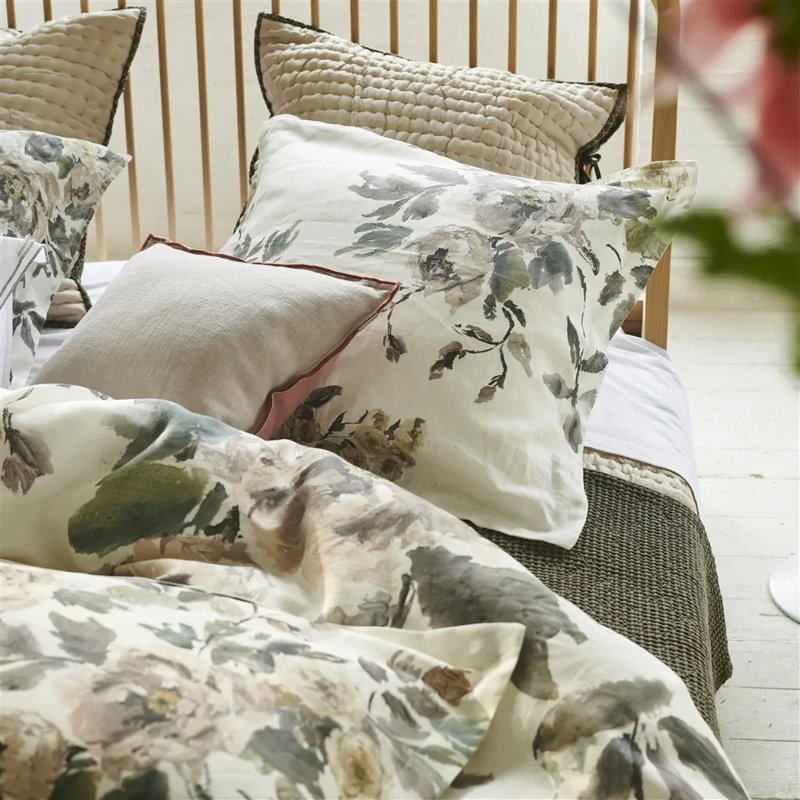 Shanghai Garden Ecru Duvet Cover, Queen Duvet Cover