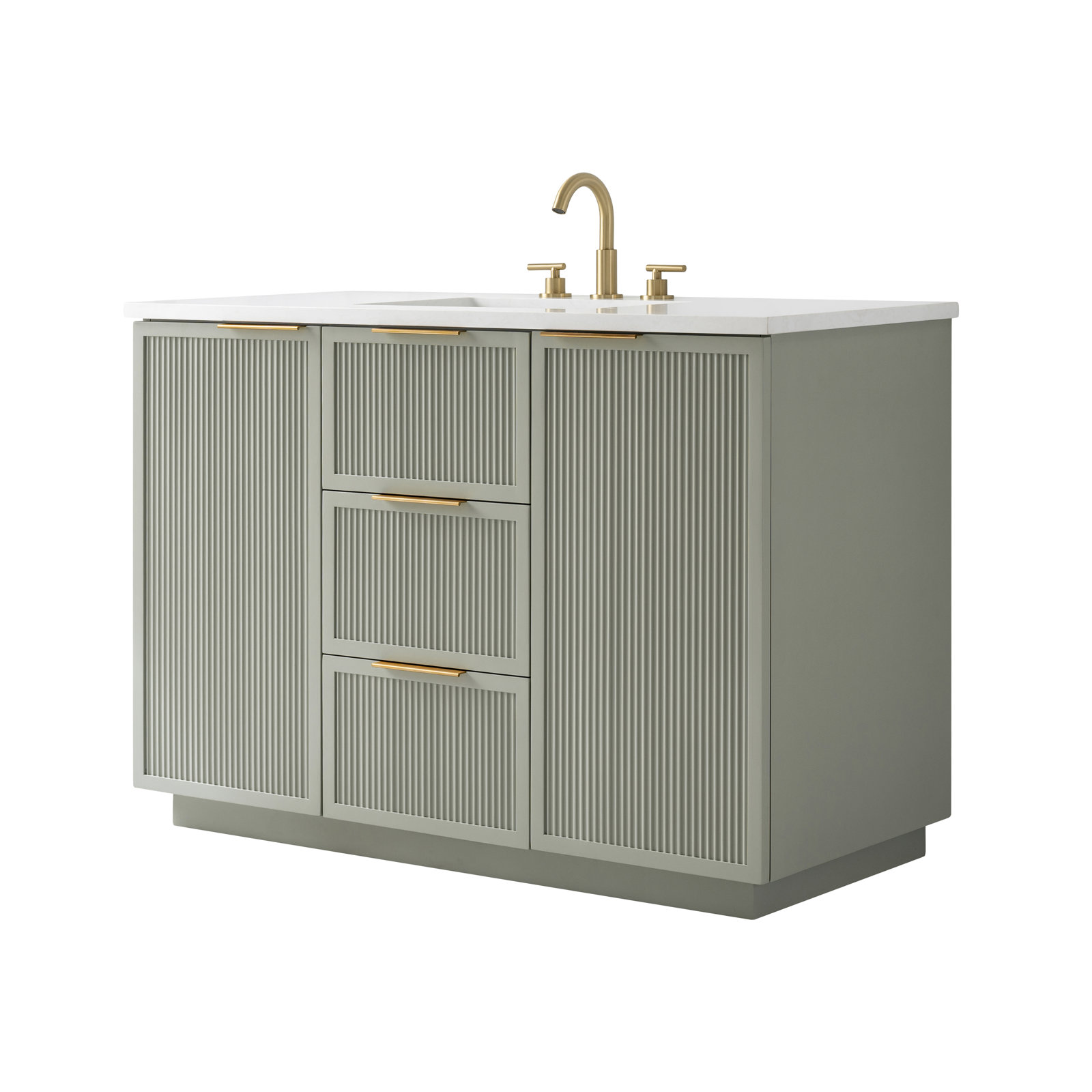 Aderyn 48" Single Vanity, Light Sage/Brushed Bronze