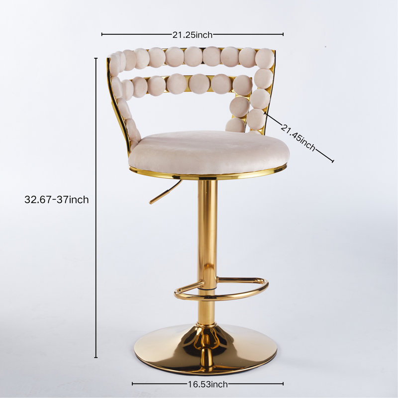 Ensemble de table de bar Modern Gold moderne avec 2 tabourets de bar réglables, table de pub ronde à motif de marbre pour le bar et la cuisine