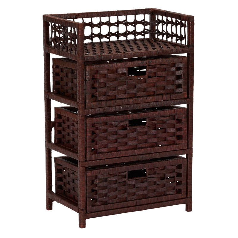 Commode de rangement 3 tiroirs Pollark, Brun