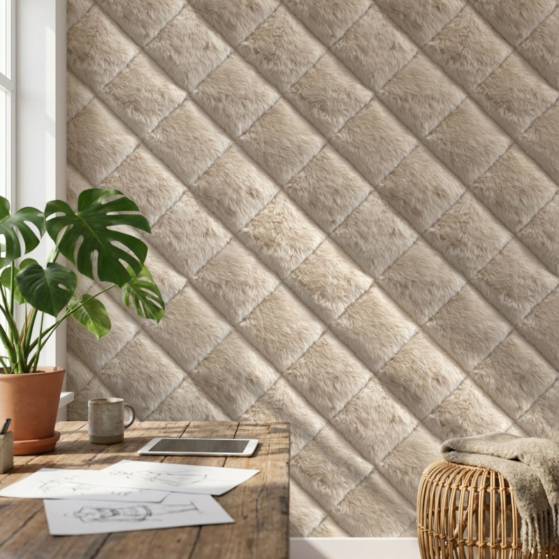 Papier peint à chevrons beige
