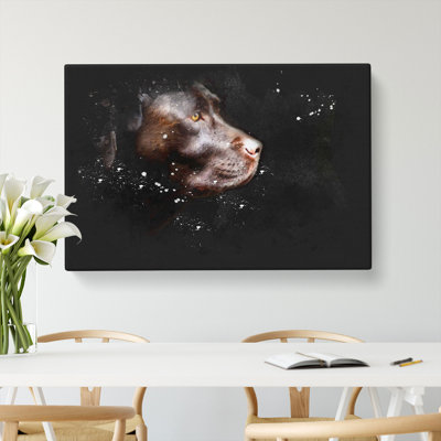 Chocolate Labrador Dog Paint Splash - Wrapped Canvas