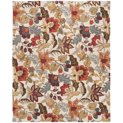 Tapis floral en laine crocheté à la main Emrick