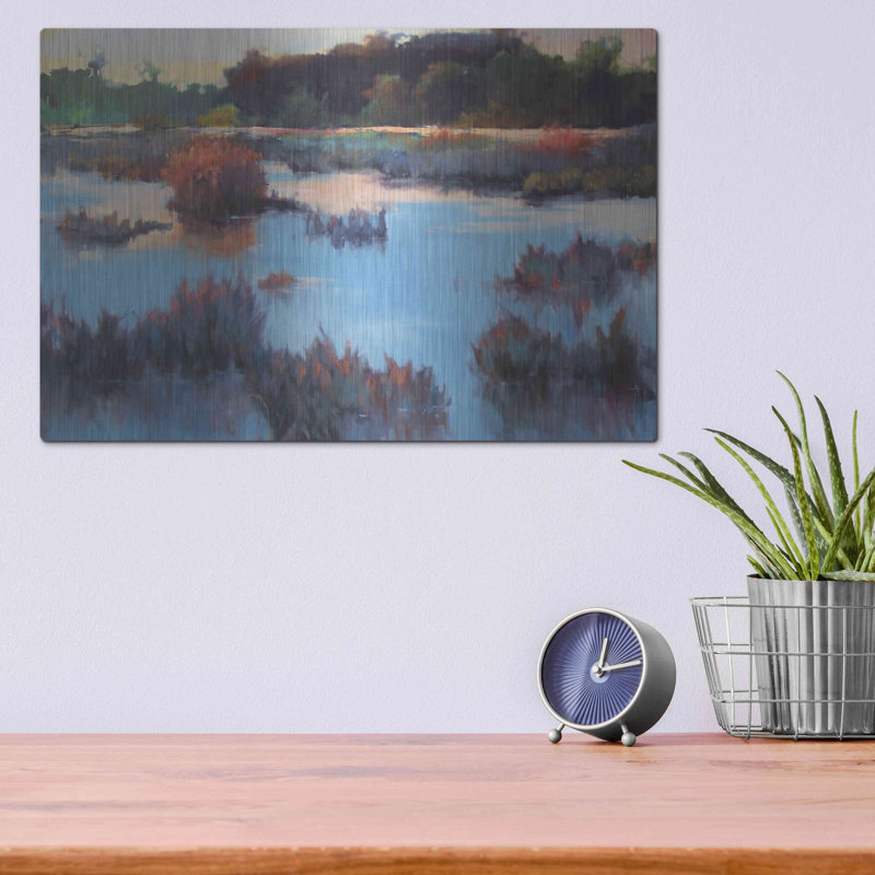 «Ace Basin Creek» par Madeline Dukes - reproduction de dessin non encadrée sur métal, H 12 po x l 16 po x P 0,13 po