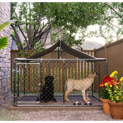 Metal Yard Dog Kennel With Canopy and Lockable Door
