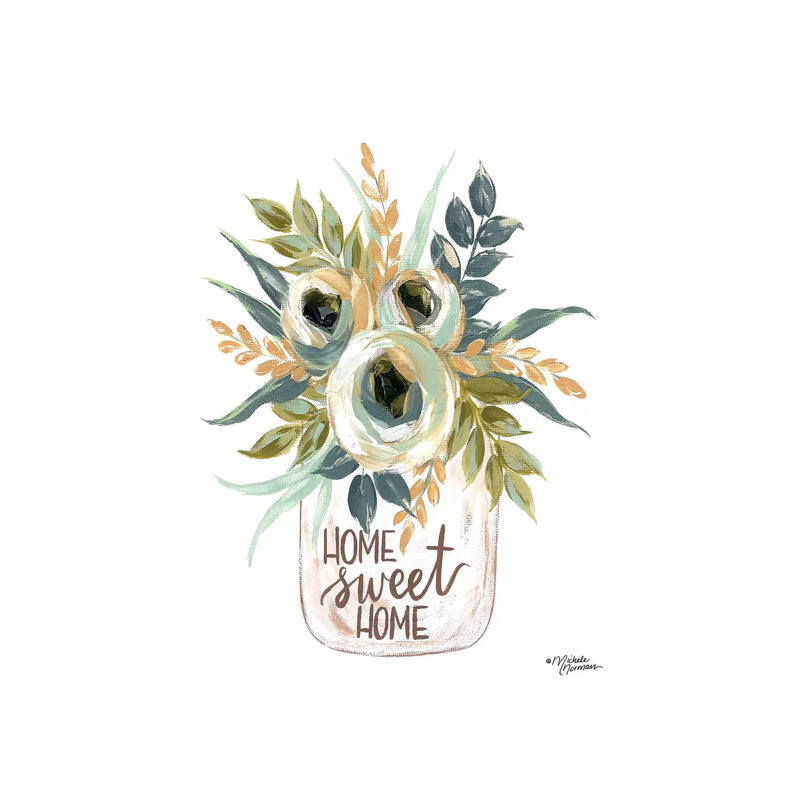 Home Sweet Home Flowers by Michele Norman - Wrapped Canvas Print, 20.32 cm H x 30.48 cm W