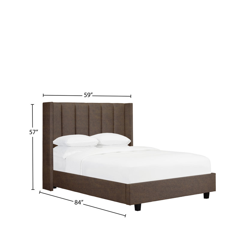 Lit plateforme avec rangement rembourré, Double, Caramel