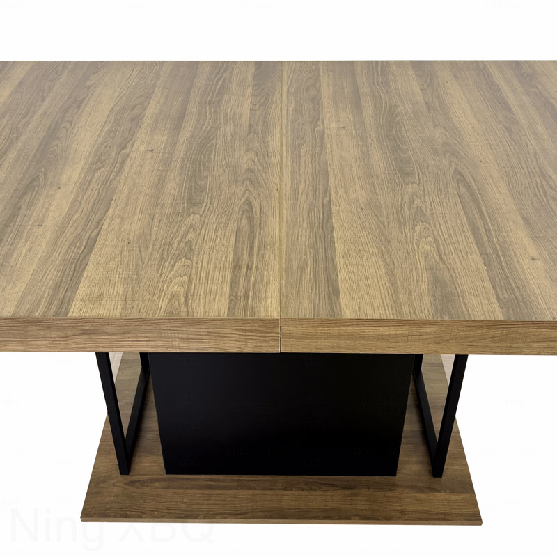 Rectangle Extendable Dining Table, Beige/Brown, Black