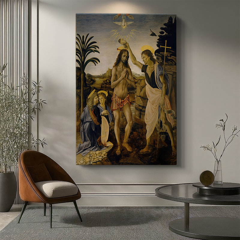 Le Baptême du Christ - toile tendue par Leonardo Da Vinci, 32 x 48