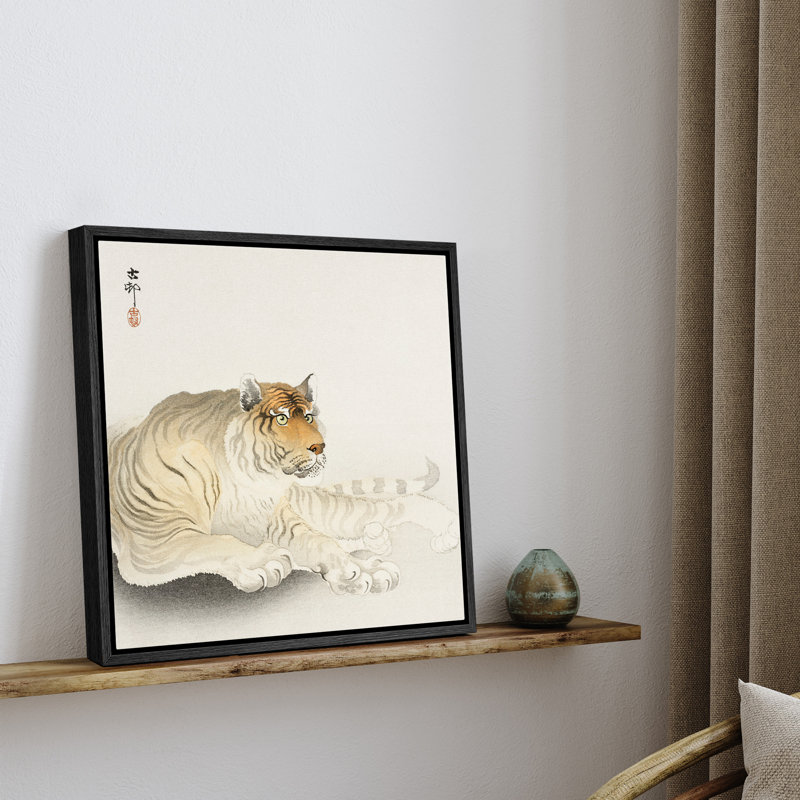 Tigre élégant, H 24 po x l 24 po x P 1,5 po, Cadre flottant noir