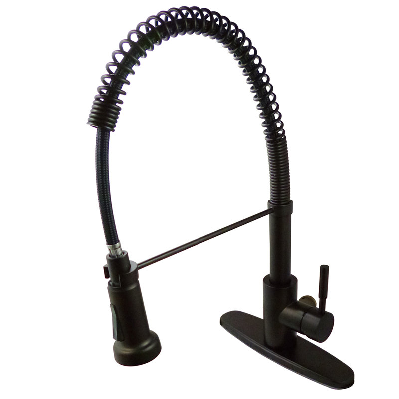 Kingston Brass Concord Single-Handle 1-or-3 Hole Deck Mount Pre-Rinse Kitchen Faucet, Oil Rubbed Bronze