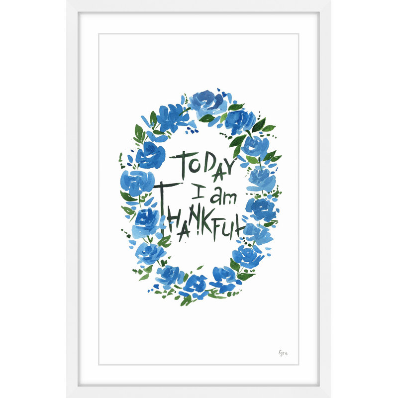 « blue thanks », reproduction d’art encadrée, H 18 po x l 12 po