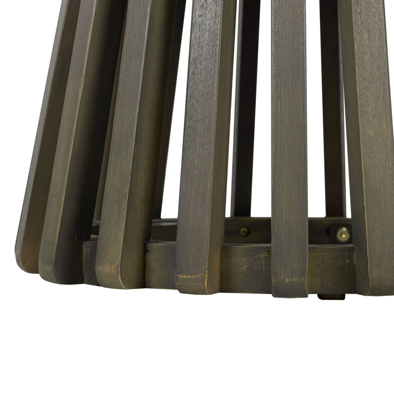 Table d'appoint ronde en bois d'acacia durable, résistante aux intempéries avec finition grise pour une utilisation extérieure